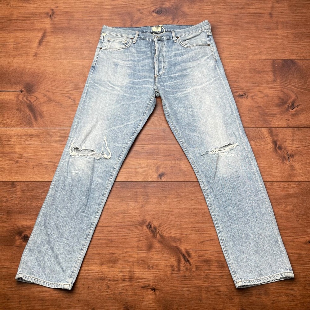 NEW Citizens of Humanity Liya High Rise Classic Fit Crop Jeans Torn Blue 31 NEW